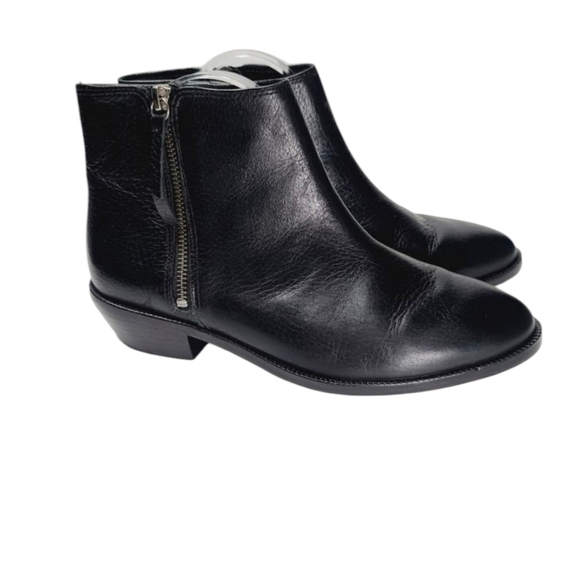 J. Crew Black Frankie Pebbled Leather Ankle Boots size 8 1/2 - Picture 1 of 15